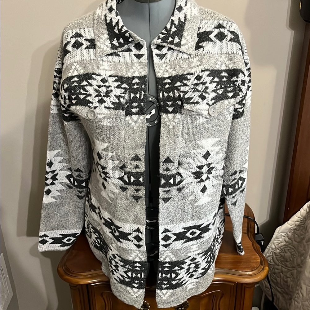 Gray and Black Patterned Jacket